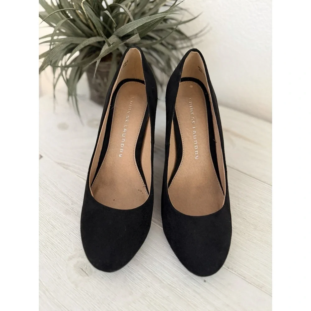 Chinese Laundry Classic Black Pumps‎ Size 8 Suede Leather 3.5